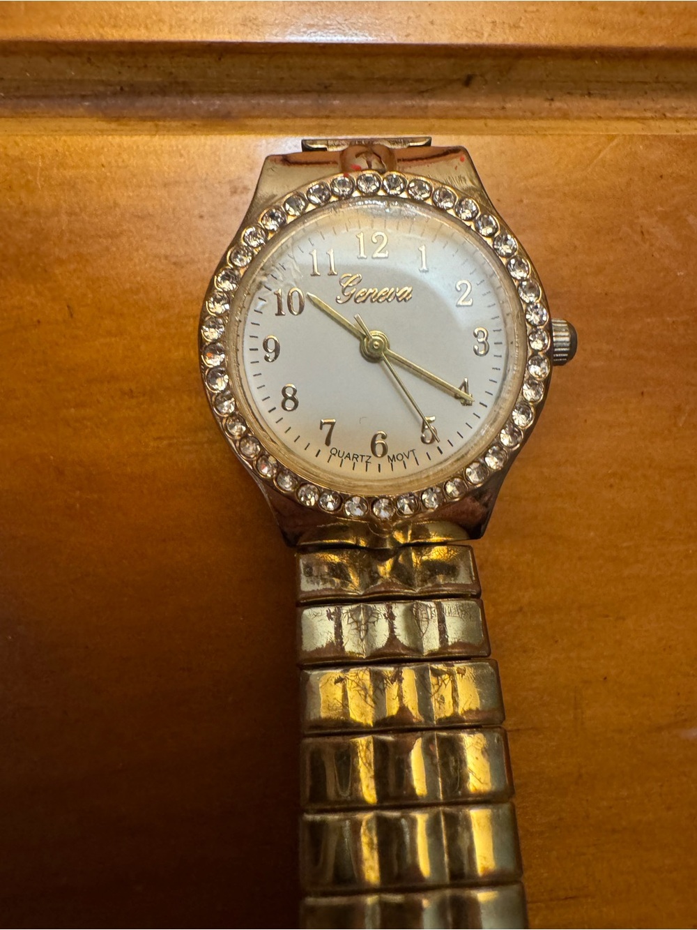 Geneva Gold-Tone Crystal Bezel Women's Watch
